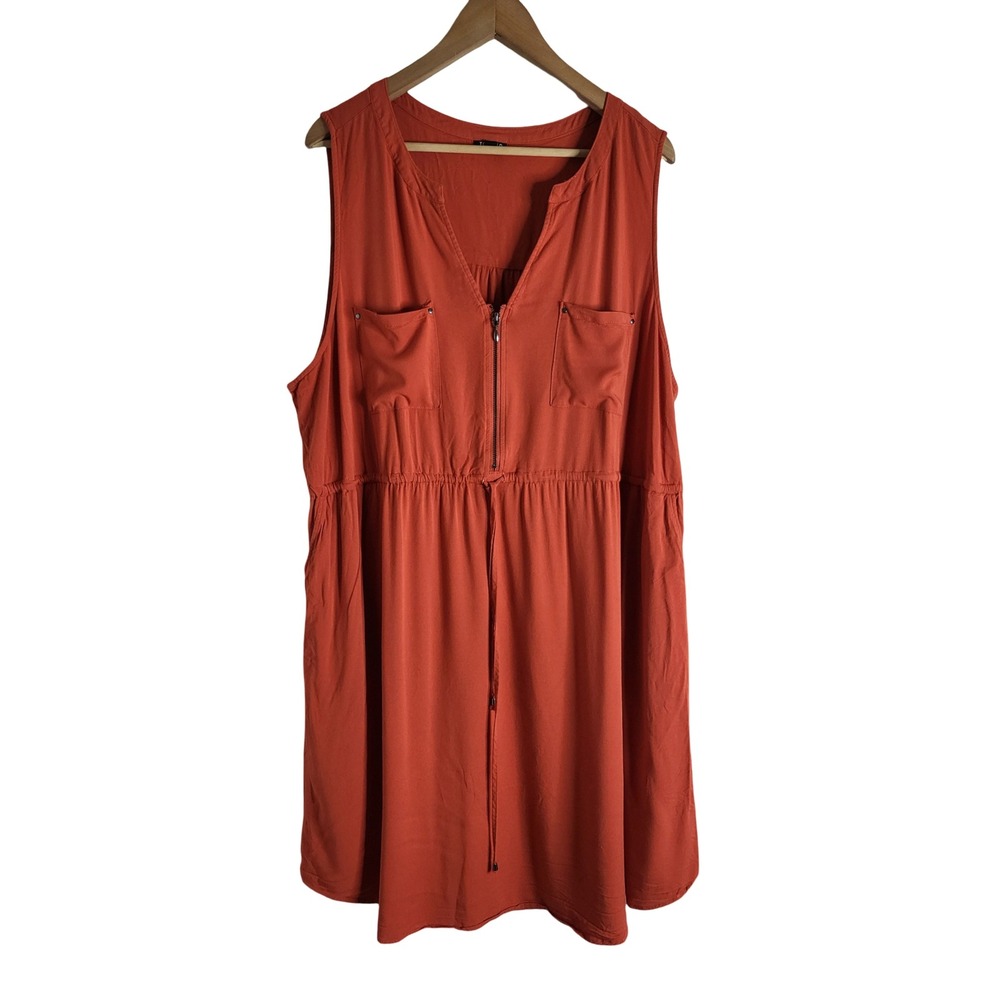 Torrid Burnt Orange Sleeveless Zip Front Mini Dress Plus Size 3 3X Color Vibe
